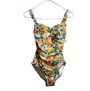 Niptuck swim one pieces floral print swimming color orange green size 6